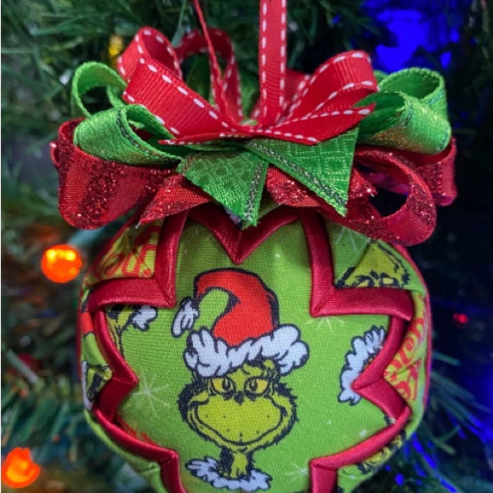 Grinch Christmas Ornament Quilted Star Handmade